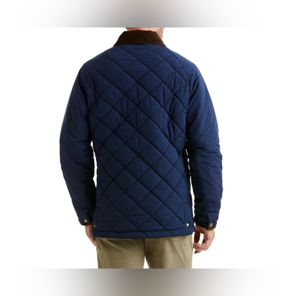 Men’s Vineyard Vines quilted Navy jacket w/brown corduroy collar pockets size L - Picture 10 of 11